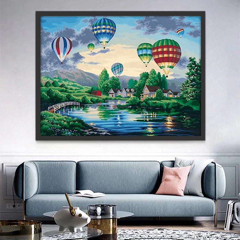 Veel Luchtballonnen in de Lucht Schilderen op Nummers