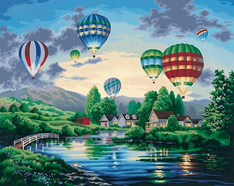 Veel Luchtballonnen in de Lucht Schilderen op Nummers