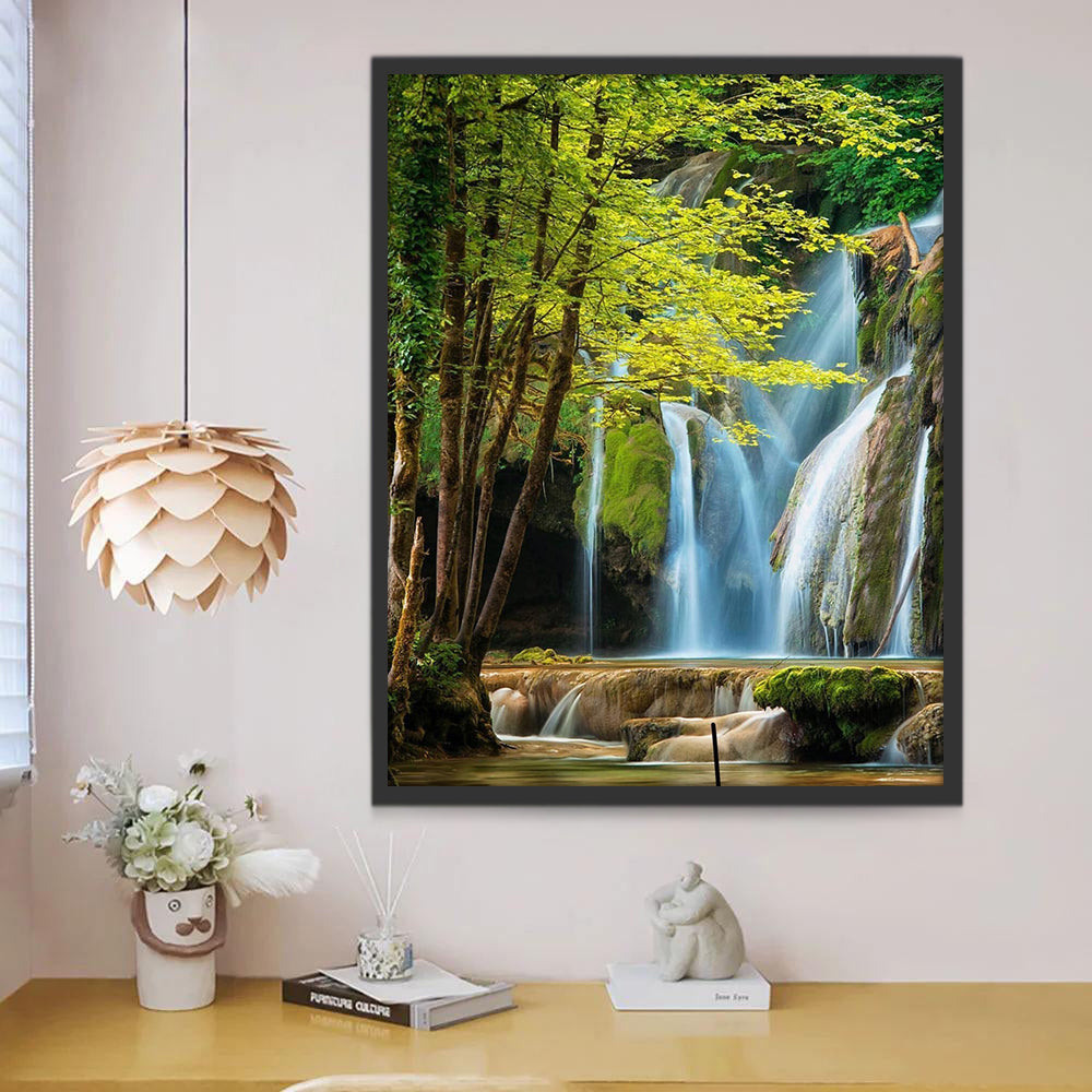 Verfrissende Waterval Landschap Schilderen op Nummers
