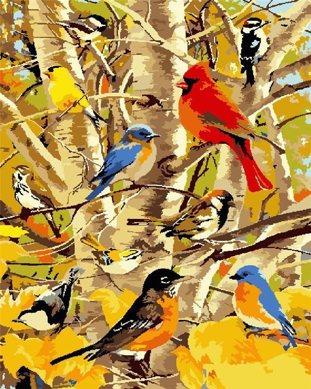 Verschillende Vogels in de Bomen Schilderen op Nummers