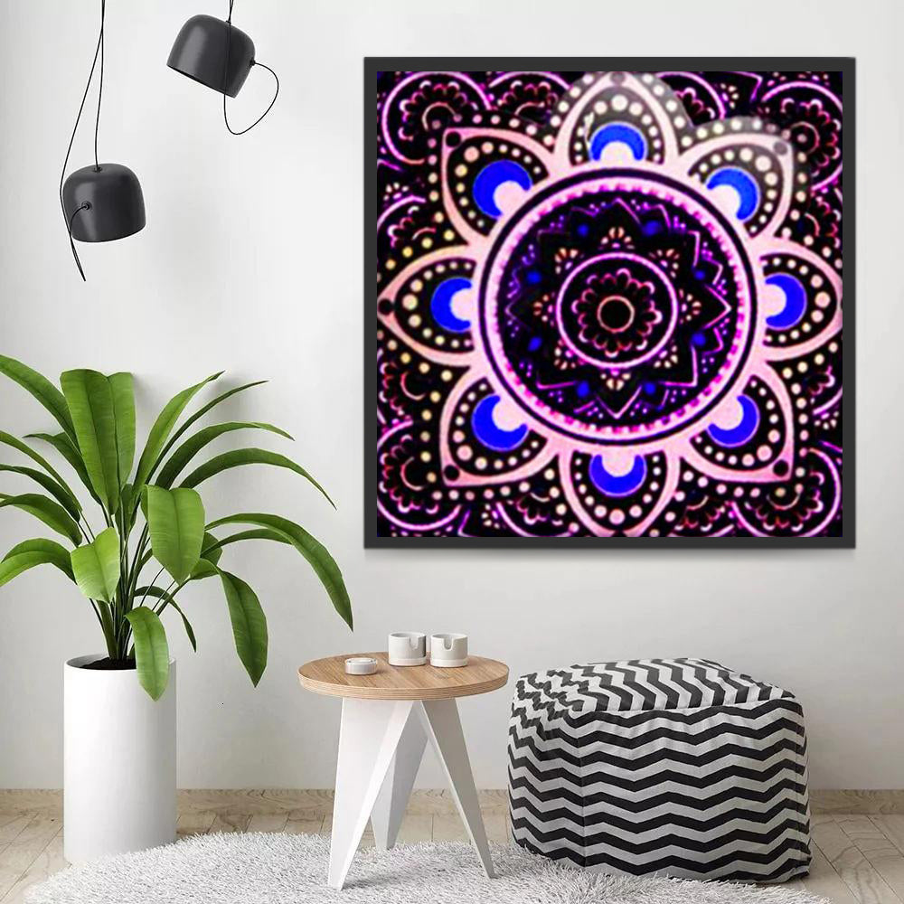 Vibrerend Mandala in Roze en Blauw Schilderen op Nummers