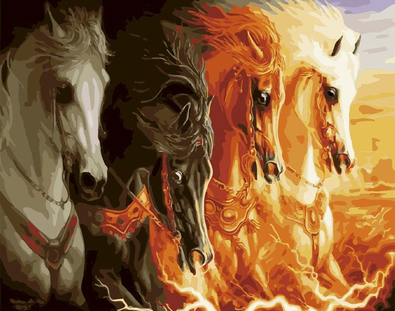 Vier Paarden Schilderen op Nummers