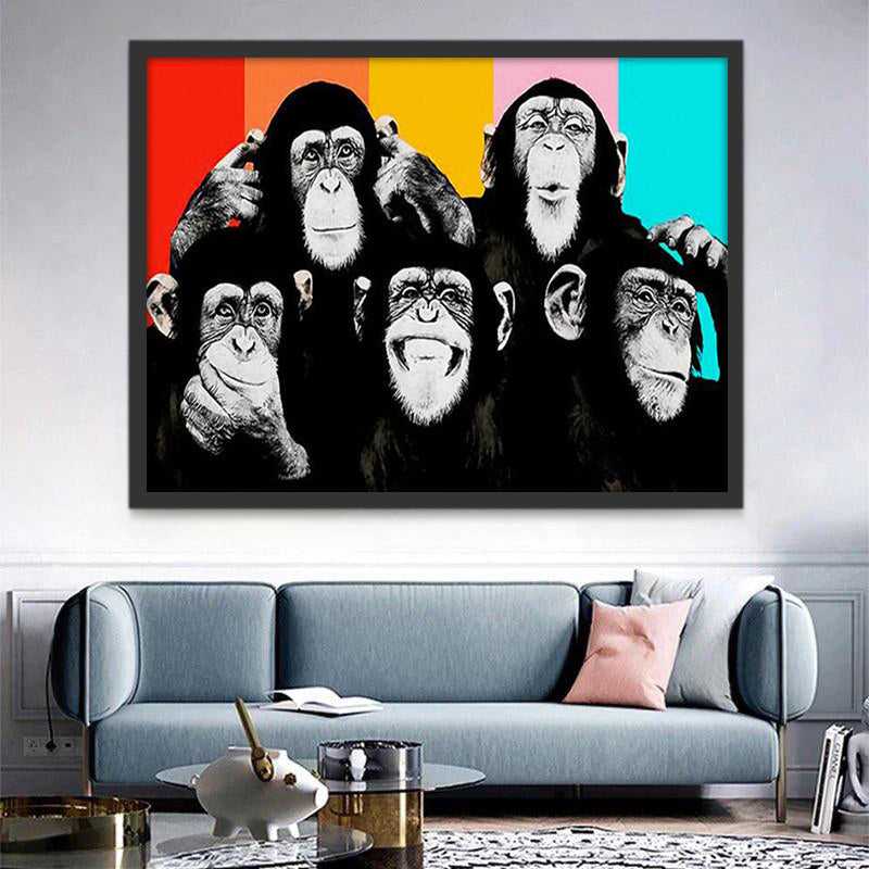 Vijf Gorillas Schilderen op Nummers