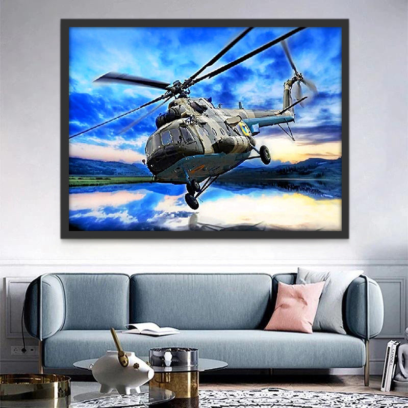 Vliegende Militaire Helikopter Schilderen op Nummers