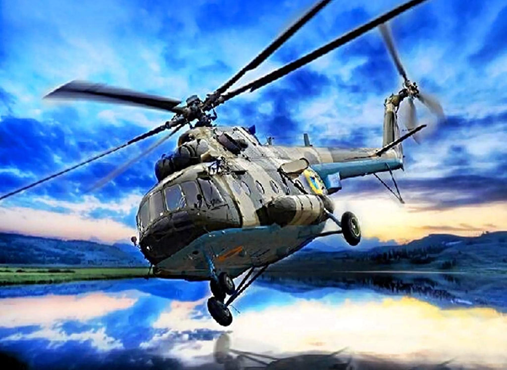 Vliegende Militaire Helikopter Schilderen op Nummers