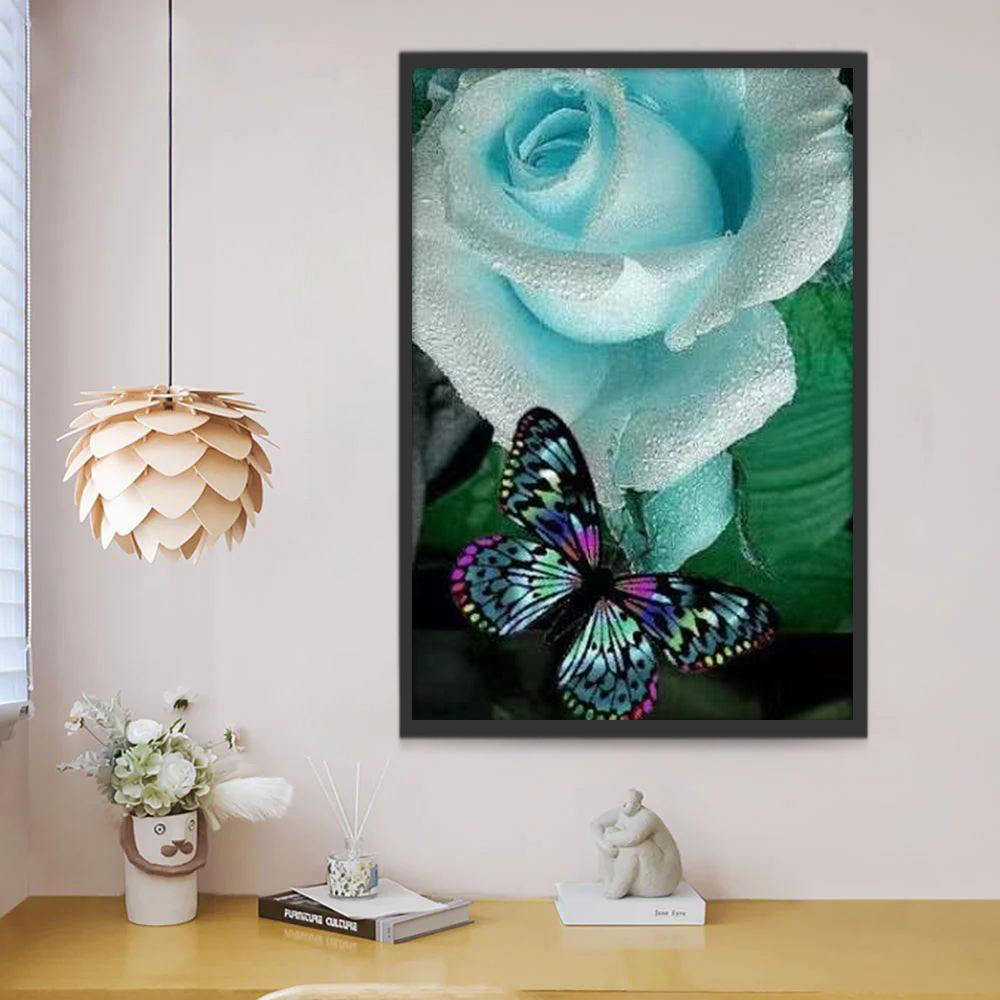 Vlinder met Blauwe Roos Schilderen op Nummers