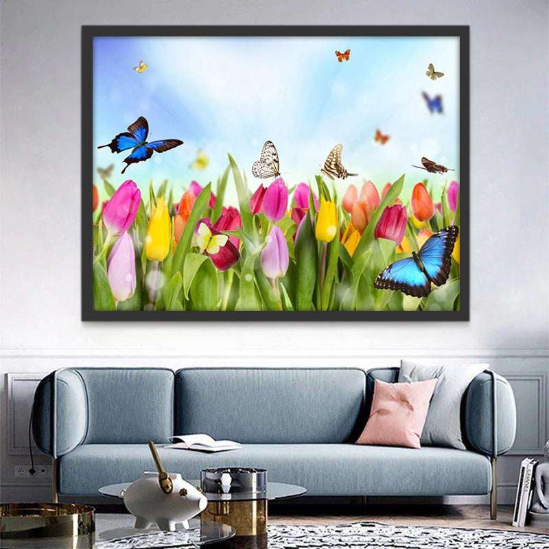 Vlinders en Tulpen Schilderen op Nummers