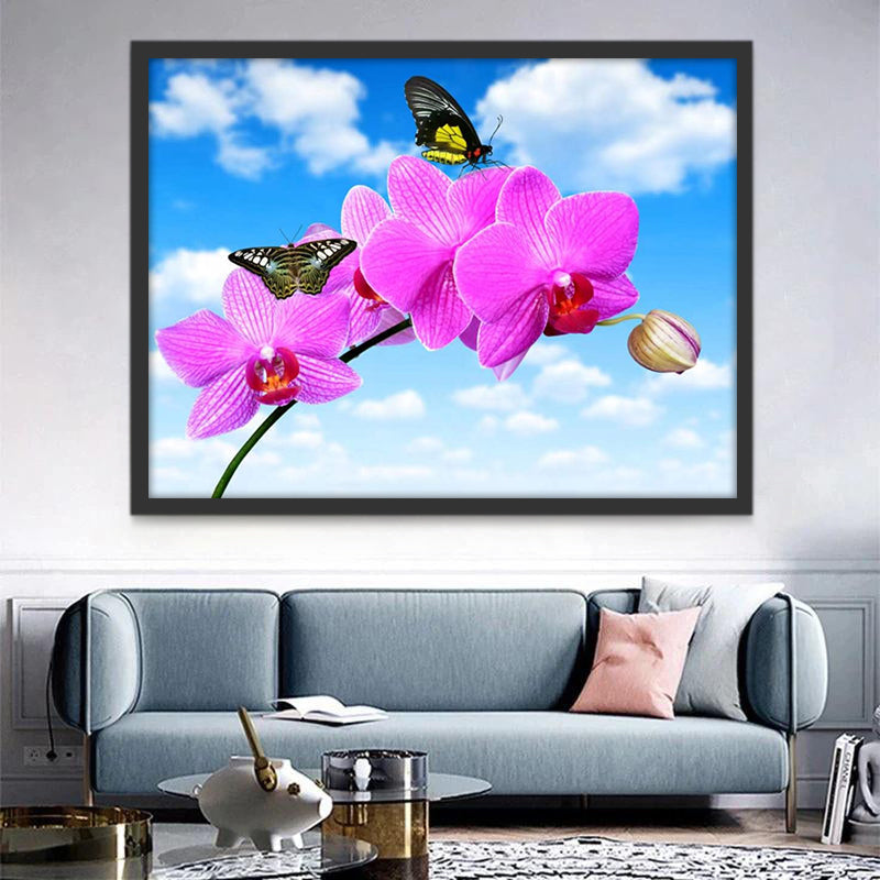 Vlinders op Phalaenopsis Schilderen op Nummers