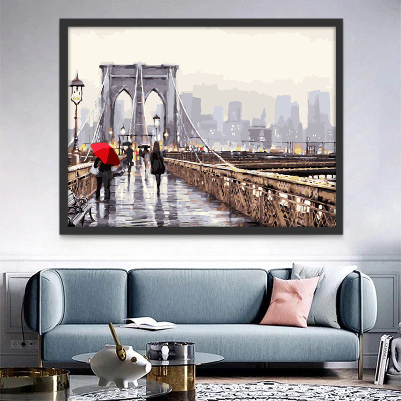 Voetgangers op de Brooklyn Bridge Schilderen op Nummers