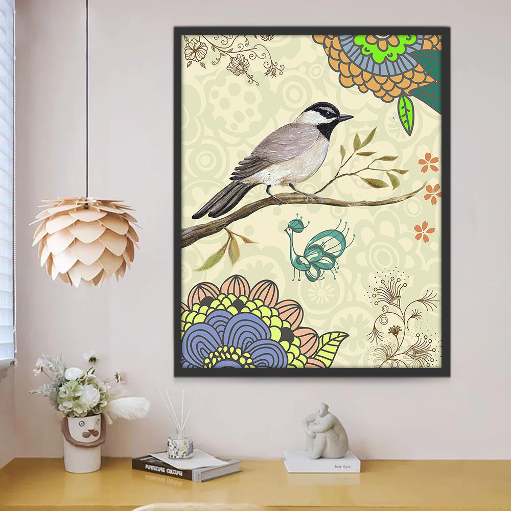 Vogel en Abstracte Patronen Schilderen op Nummers