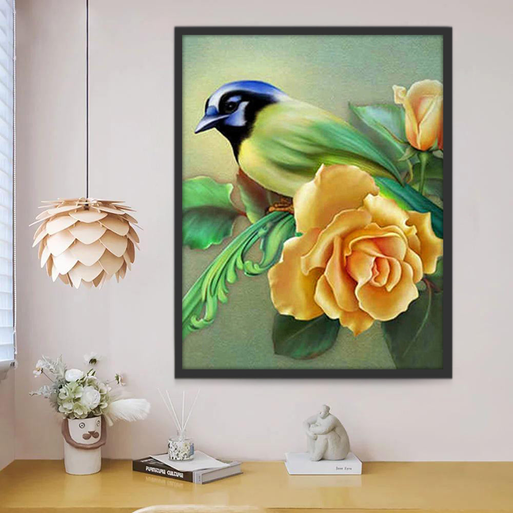 Vogel en Gele Roos Schilderen op Nummers