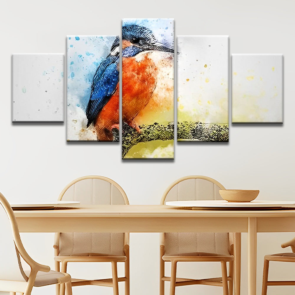 Vogel met Blauw-Oranje Veren 5 Platen Schilderen op Nummers
