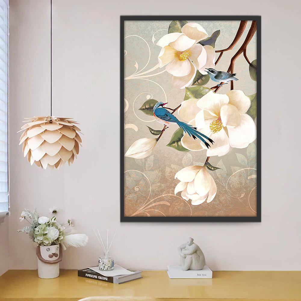 Vogels en Witte Bloemen Schilderen op Nummers