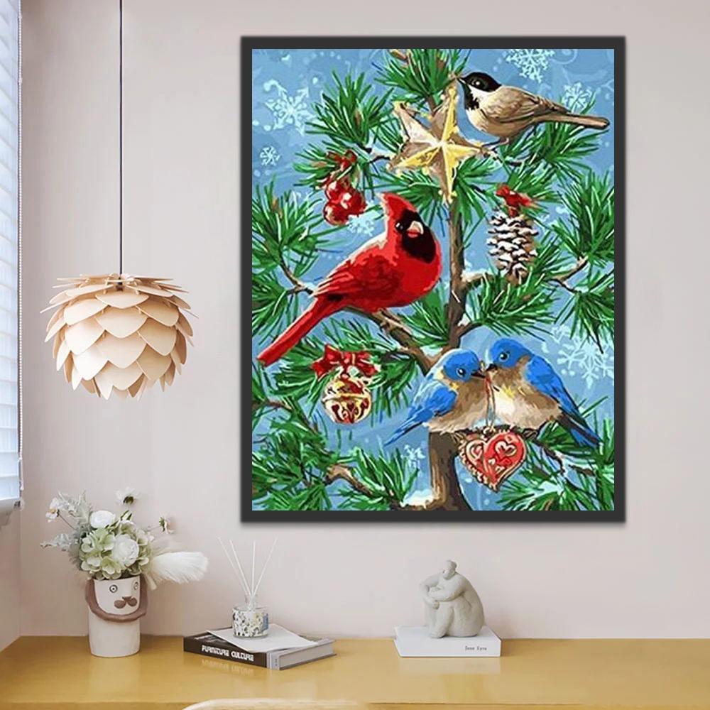 Vogels in de Kerstboom Schilderen op Nummers