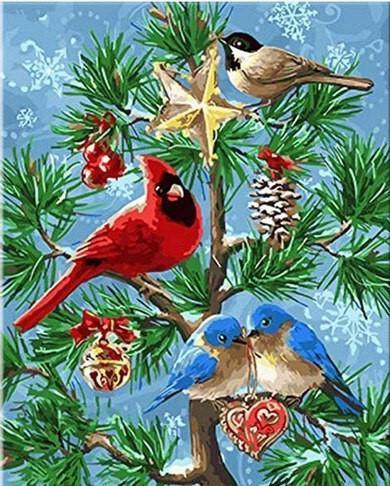 Vogels in de Kerstboom Schilderen op Nummers