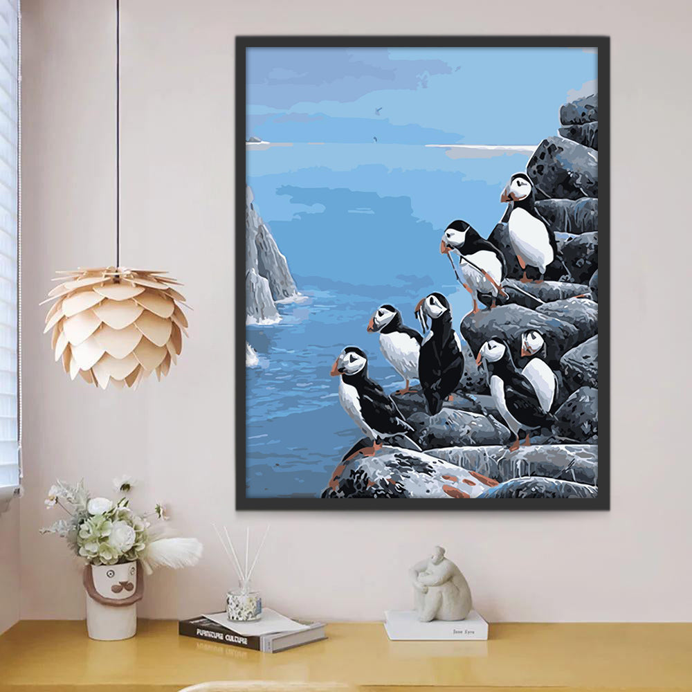 Vogels op de rotsen Schilderen op Nummers