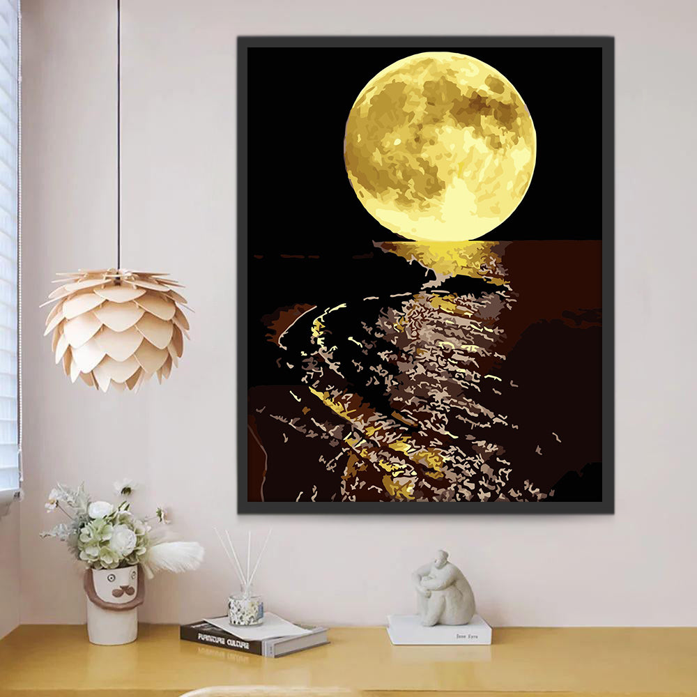 Volle Maan boven de Zee Schilderen op Nummers