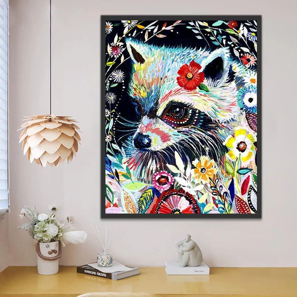 Vos en Bloemen Schilderen op Nummers