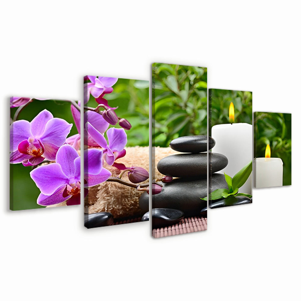 Vredig Leven tussen de Paarse Bloemen 5 Platen Schilderen op Nummers