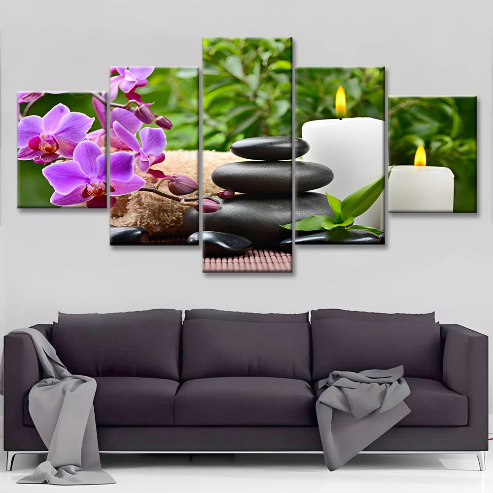 Vredig Leven tussen de Paarse Bloemen 5 Platen Schilderen op Nummers