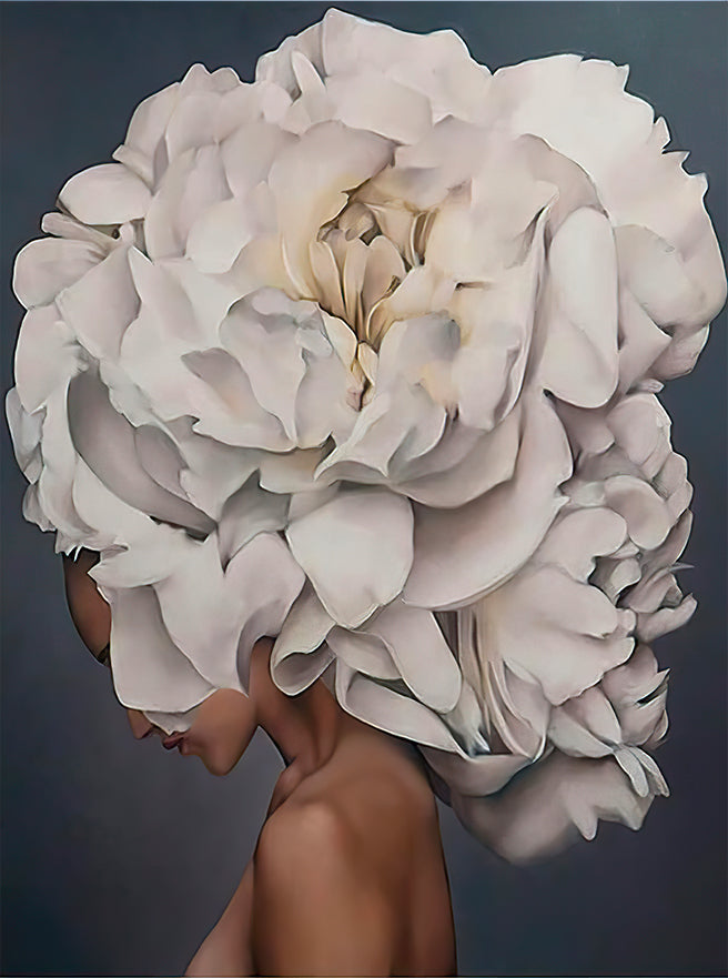 Vrouw en een Boeket Witte Bloemen Schilderen op Nummers