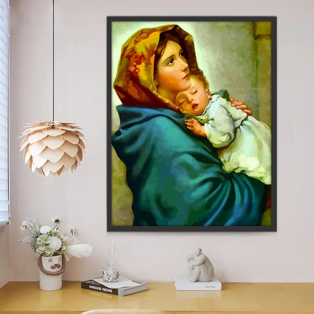 Vrouw en Haar Kinderen Christendom Schilderen op Nummers