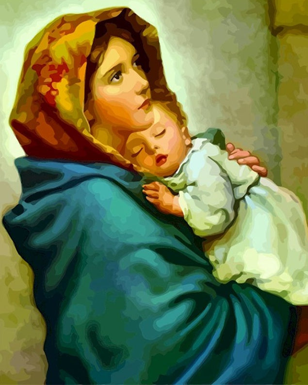 Vrouw en Haar Kinderen Christendom Schilderen op Nummers