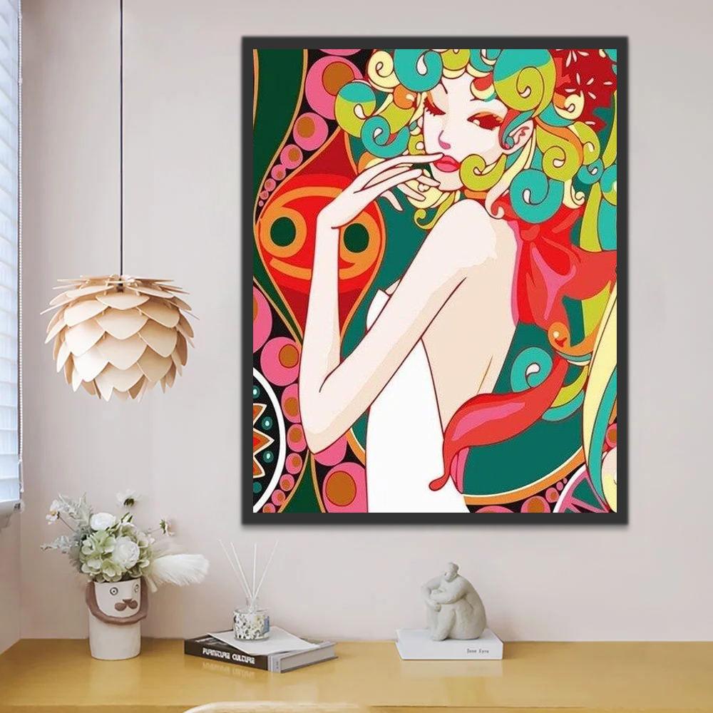 Vrouw in Decoratief Schilderij Schilderen op Nummers
