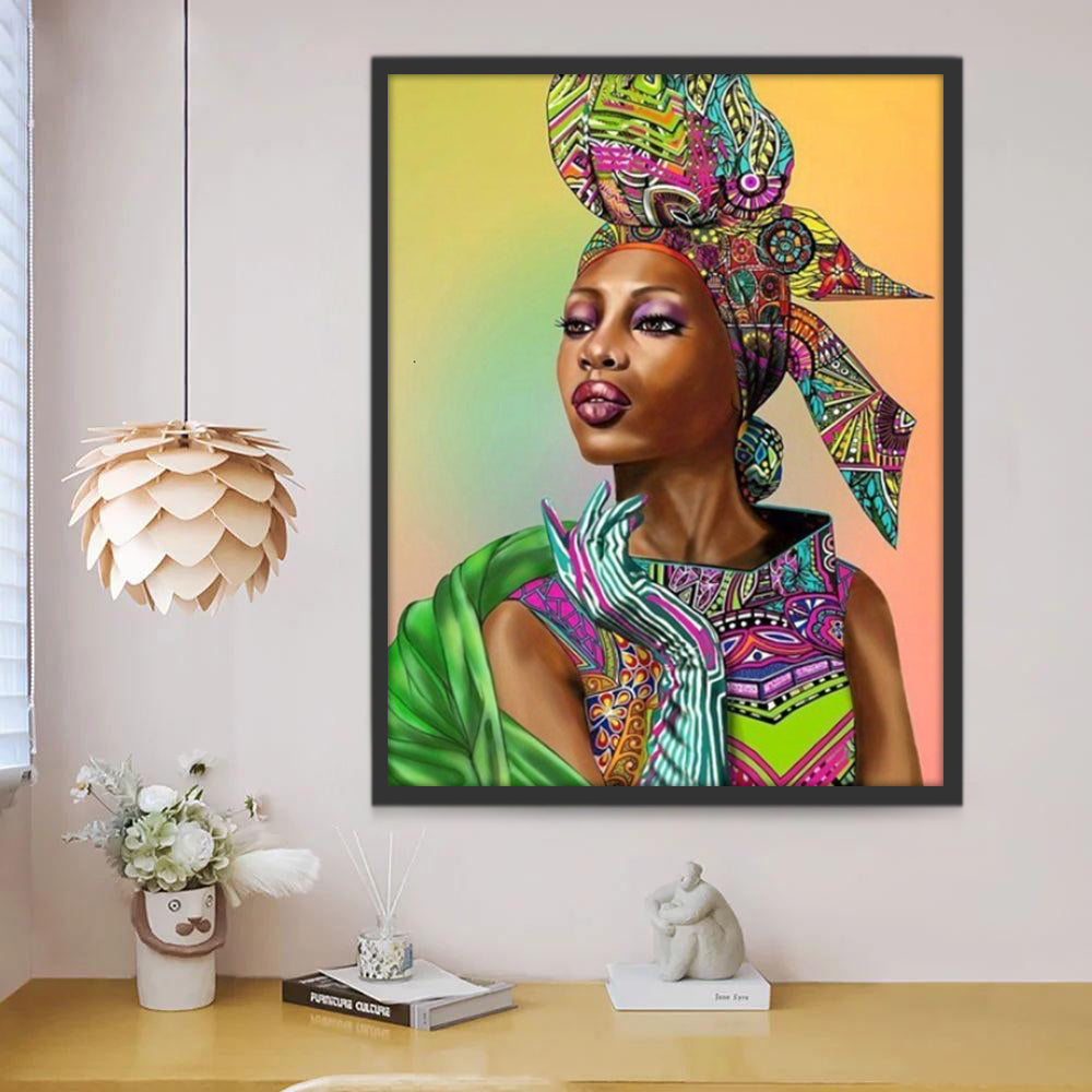 Vrouw in Traditionele Afrika Stijl Schilderen op Nummers