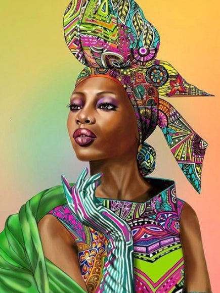 Vrouw in Traditionele Afrika Stijl Schilderen op Nummers