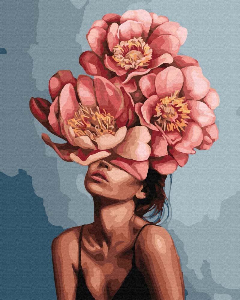 Vrouw met de Grote Bloemen Schilderen op Nummers