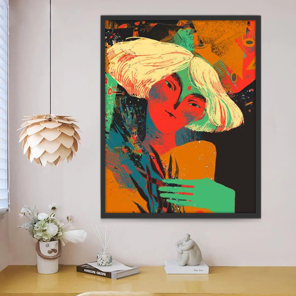 Vrouw met Kort Blond Haar Schilderen op Nummers