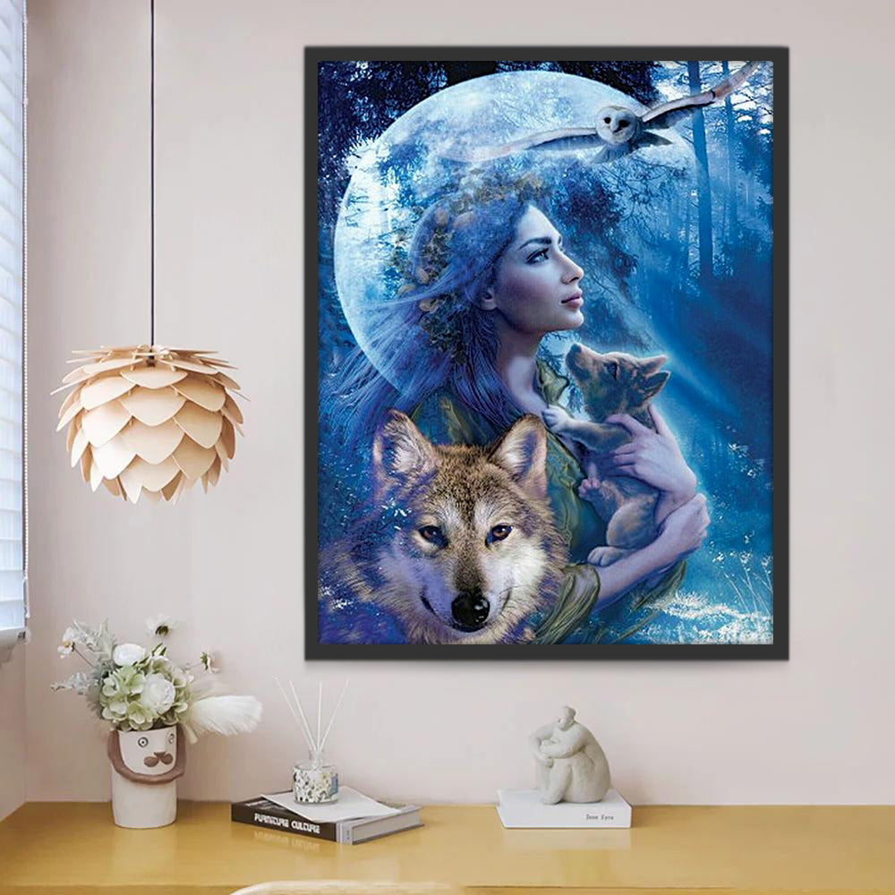 Vrouw Wolf Uil Schilderen op Nummers