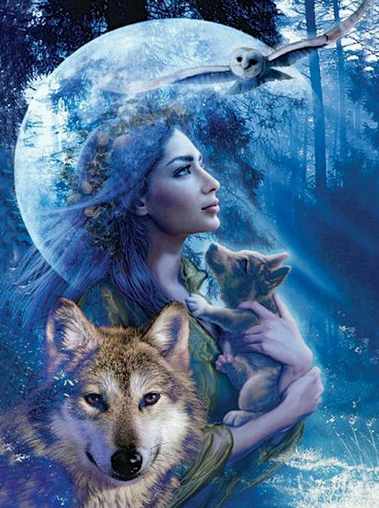 Vrouw Wolf Uil Schilderen op Nummers