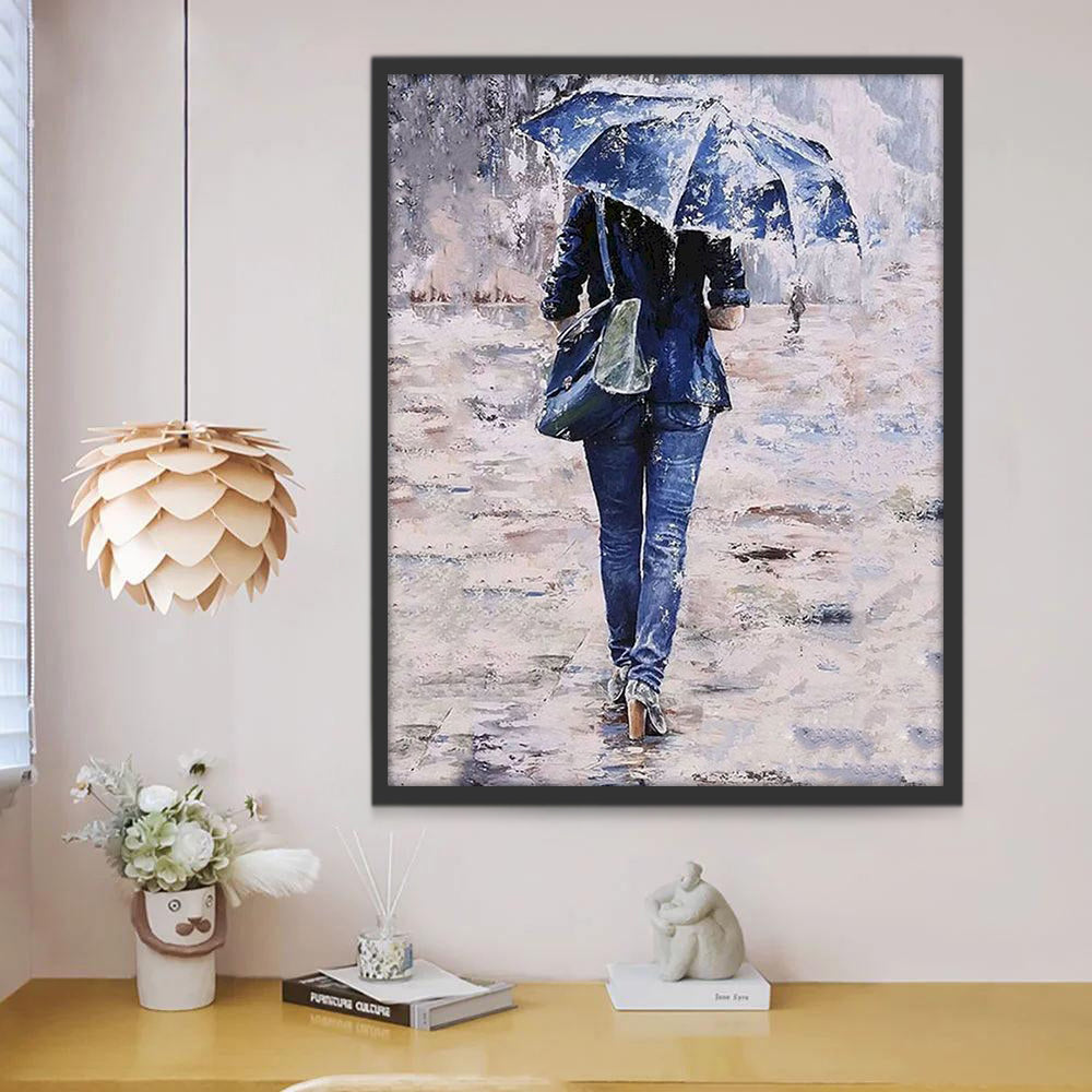 Vrouwelijk Silhouet in de Regen Schilderen op Nummers