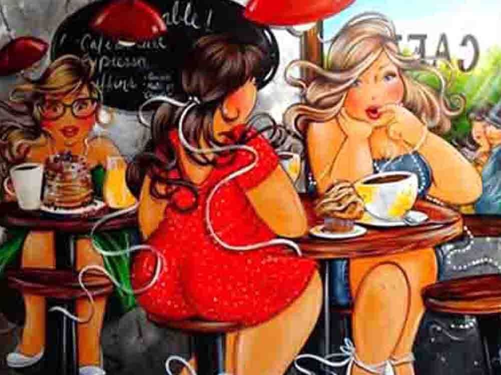 Vrouwen die Afternoon Tea Drinken Schilderen op Nummers