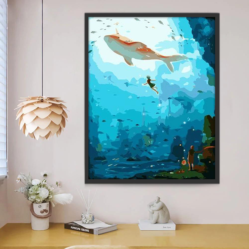 Walvis en Meisje in de Zee Schilderen op Nummers