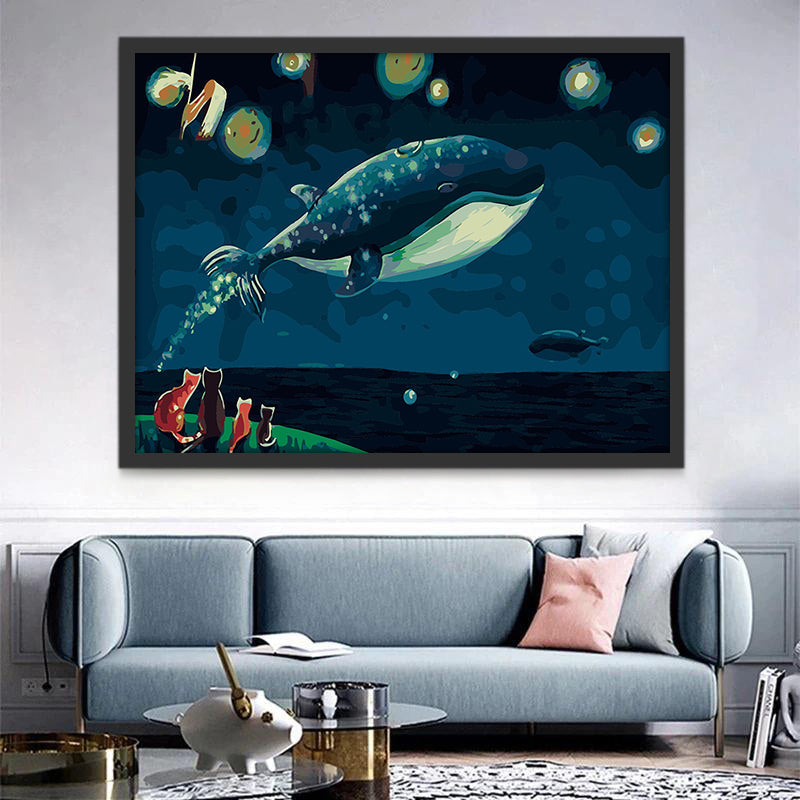 Walvis en Vier Kat Schilderen op Nummers