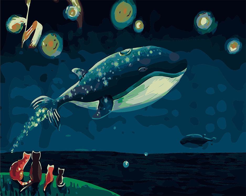 Walvis en Vier Kat Schilderen op Nummers
