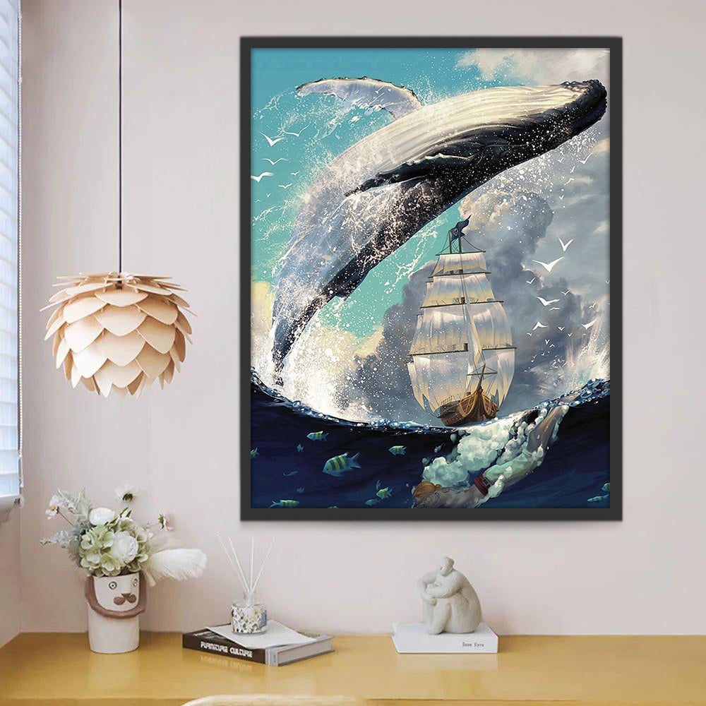 Walvis en Zeilboot Schilderen op Nummers
