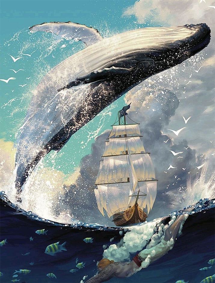Walvis en Zeilboot Schilderen op Nummers