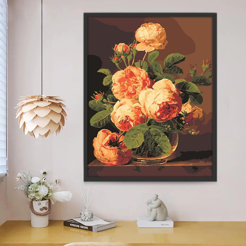 Warm oranje bloemen Schilderen op Nummers
