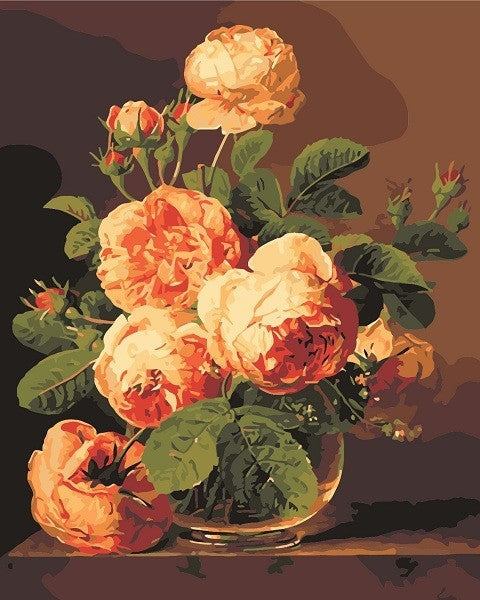 Warm oranje bloemen Schilderen op Nummers