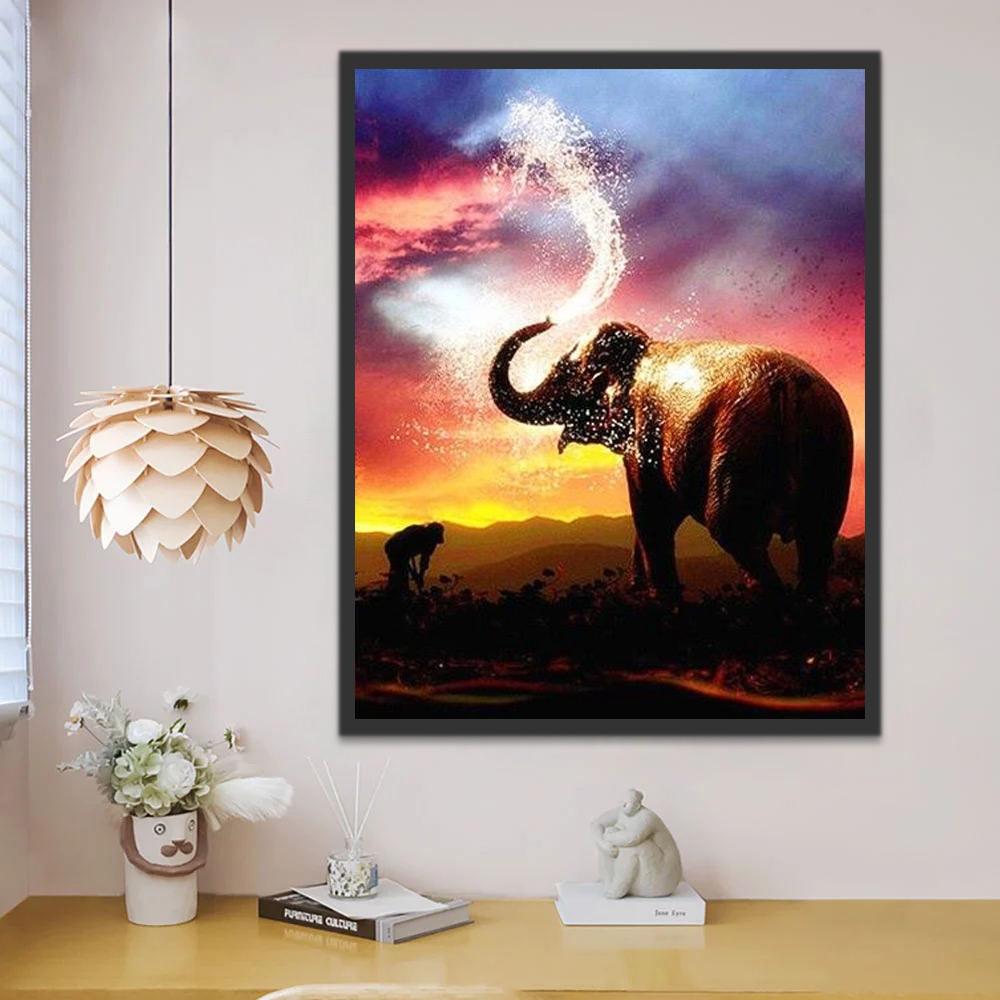 Water Sproeiende Olifant Schilderen op Nummers
