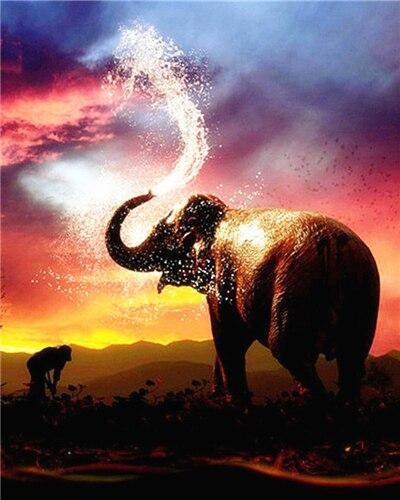 Water Sproeiende Olifant Schilderen op Nummers