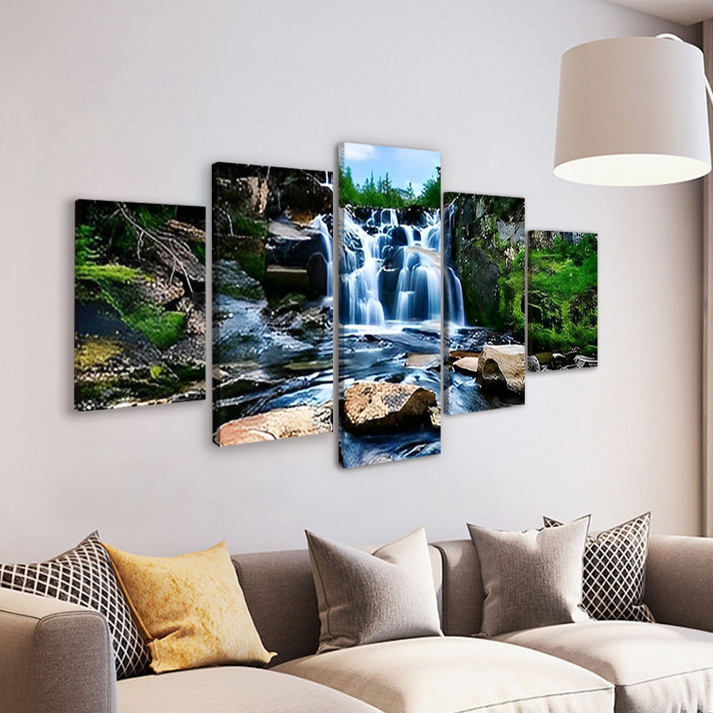 Waterval in de Bergen 5 Platen Schilderen op Nummers