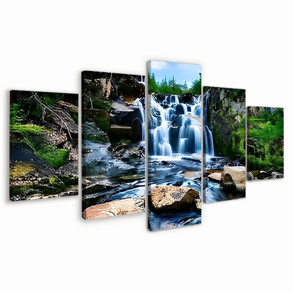Waterval in de Bergen 5 Platen Schilderen op Nummers