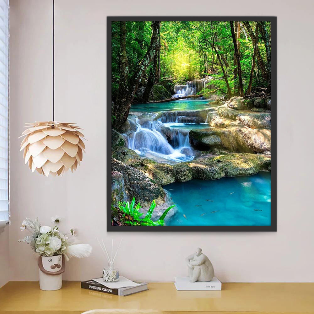 Waterval in Groen Dal Schilderen op Nummers