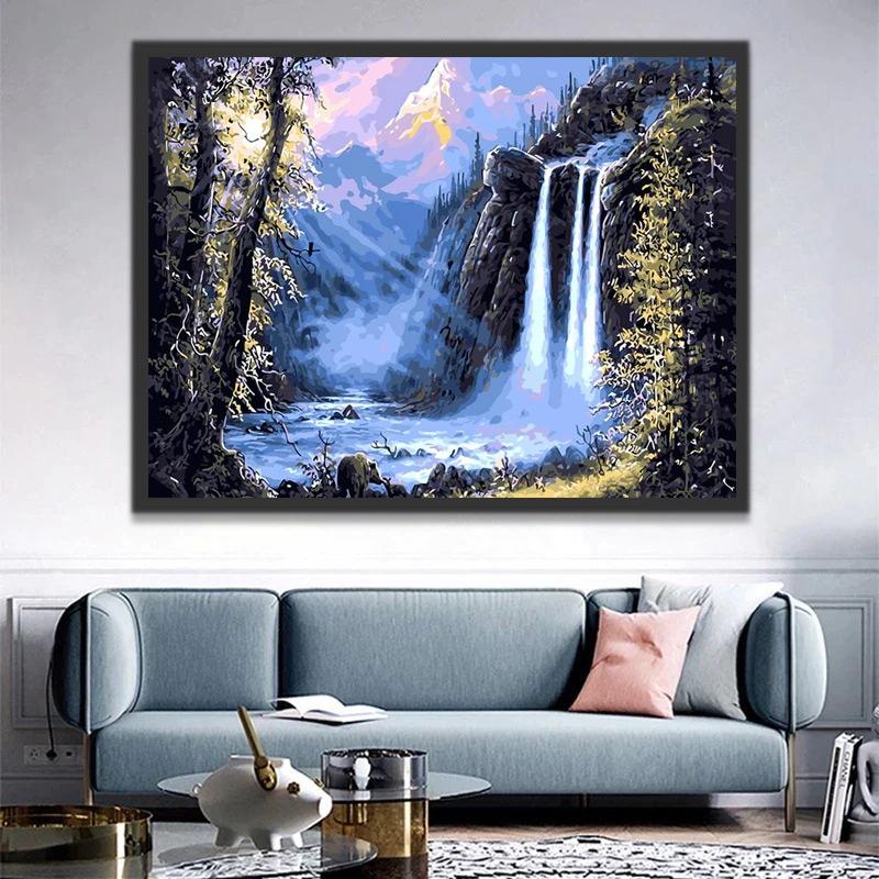 Waterval in het Hooggebergte Schilderen op Nummers
