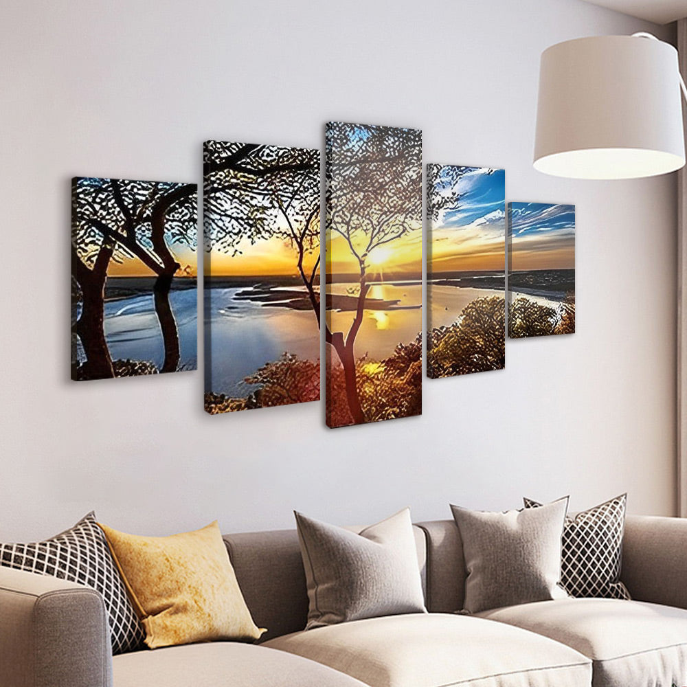 Wetland Landschap 5 Platen Schilderen op Nummers